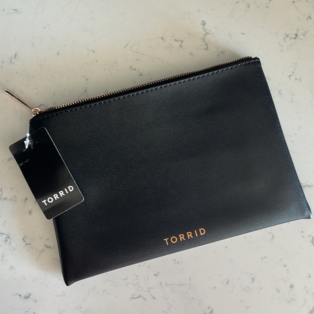 Torrid ‘Tis The Season TO BE Extra’ Black & Rose Gold Poach Rose Gold Zipper - Picture 3 of 8